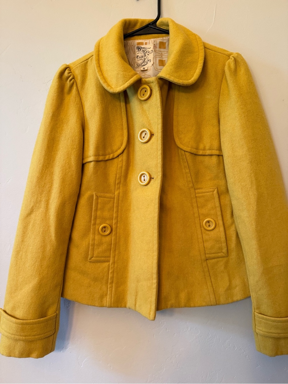 Tulle Mustard Yellow Wool Blend Peacoat Jacket [Size Small]